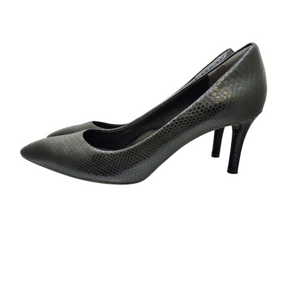Rockport Black Snakeskin Leather Pumps | Size 9.5 | Total Motion Heels - Picture 4 of 7